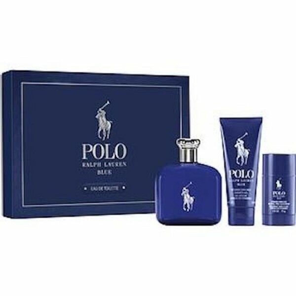 Ralph Lauren Polo Blue Gift Set : Edt Spray 125ml + A/S Balm 75ml + Body  Shampoo 100ml 3pcs for menLaunched in 2002, Polo Blue is casually elegant  blend of cool, fresh,